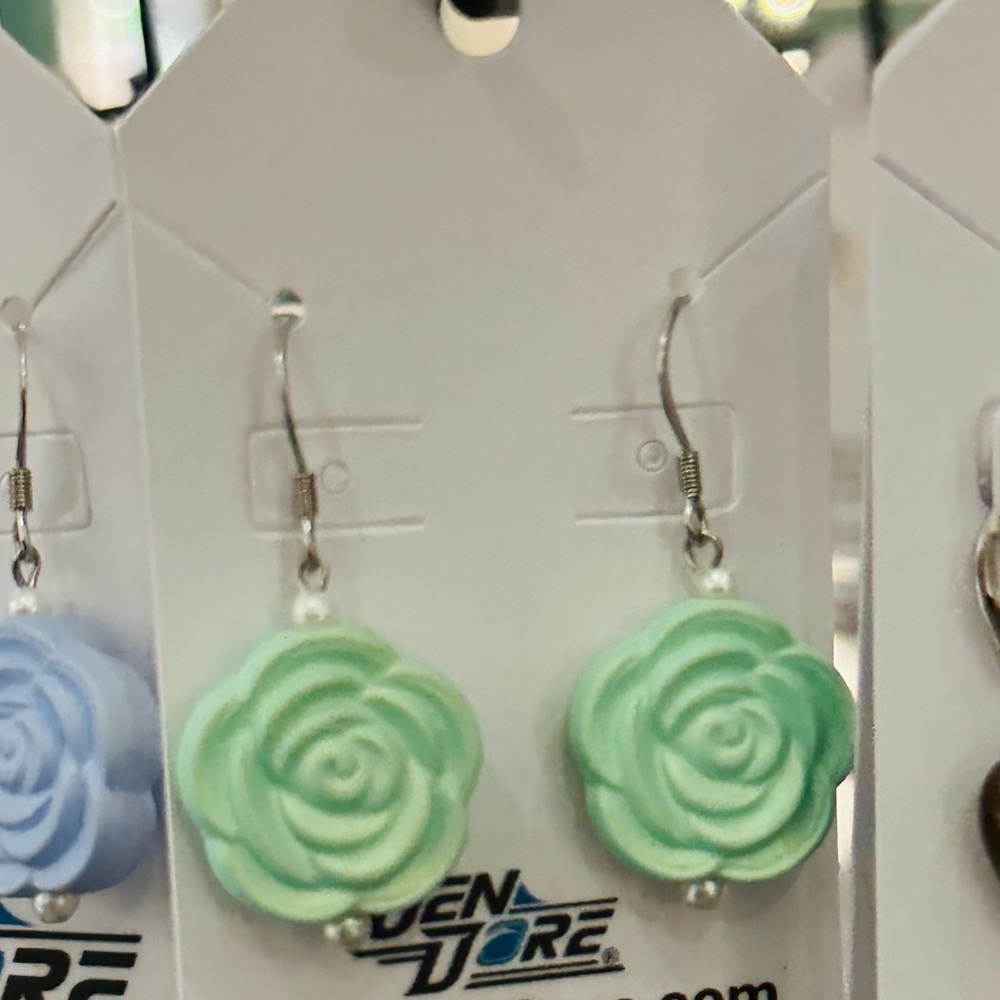 JenDore Handmade Flower Dangle Drop Earrings Hypoallergenic Tarnish Resistant